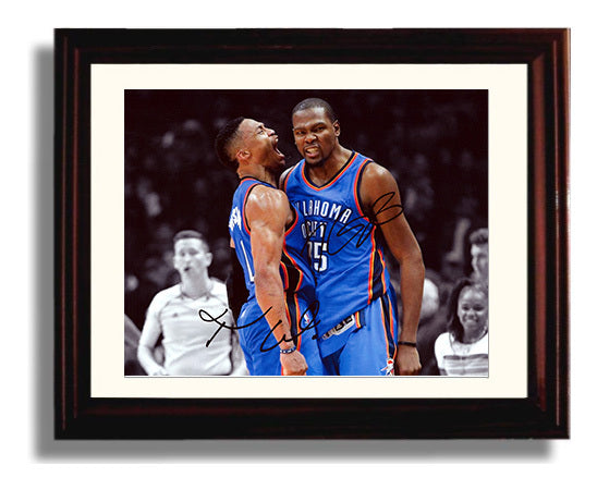 Kevin Durant Russell Westbrook Thunder Dynamic Duo Basketball Wall Art 8x10 Beveled Frame basketball wall art print