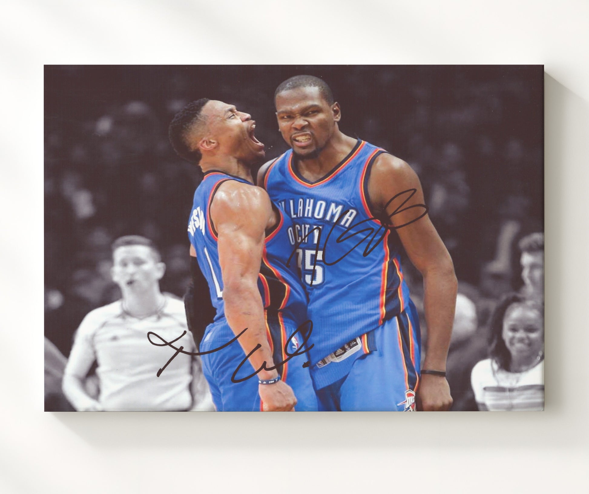 Kevin Durant Russell Westbrook Thunder Dynamic Duo basketball print - 20x24 Canvas wall art