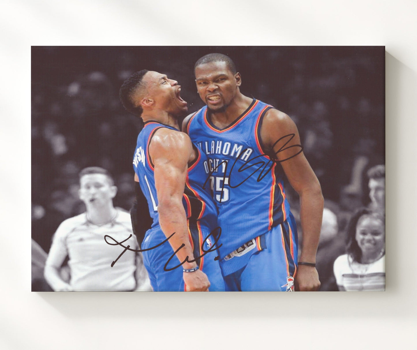 Kevin Durant Russell Westbrook Thunder Dynamic Duo Basketball Wall Art 20x24 Canvas basketball wall art print
