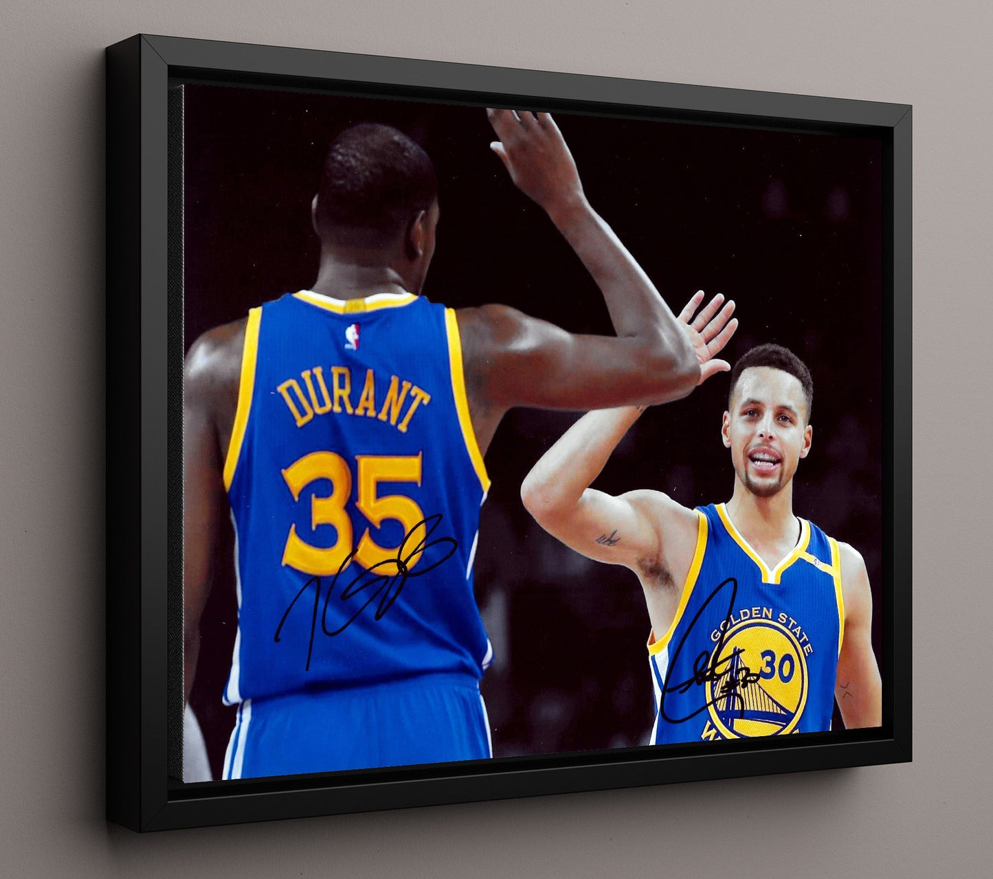 Kevin Durant Stephen Curry Warriors Championship Duo basketball print - 16x20 Framed Canvas wall art