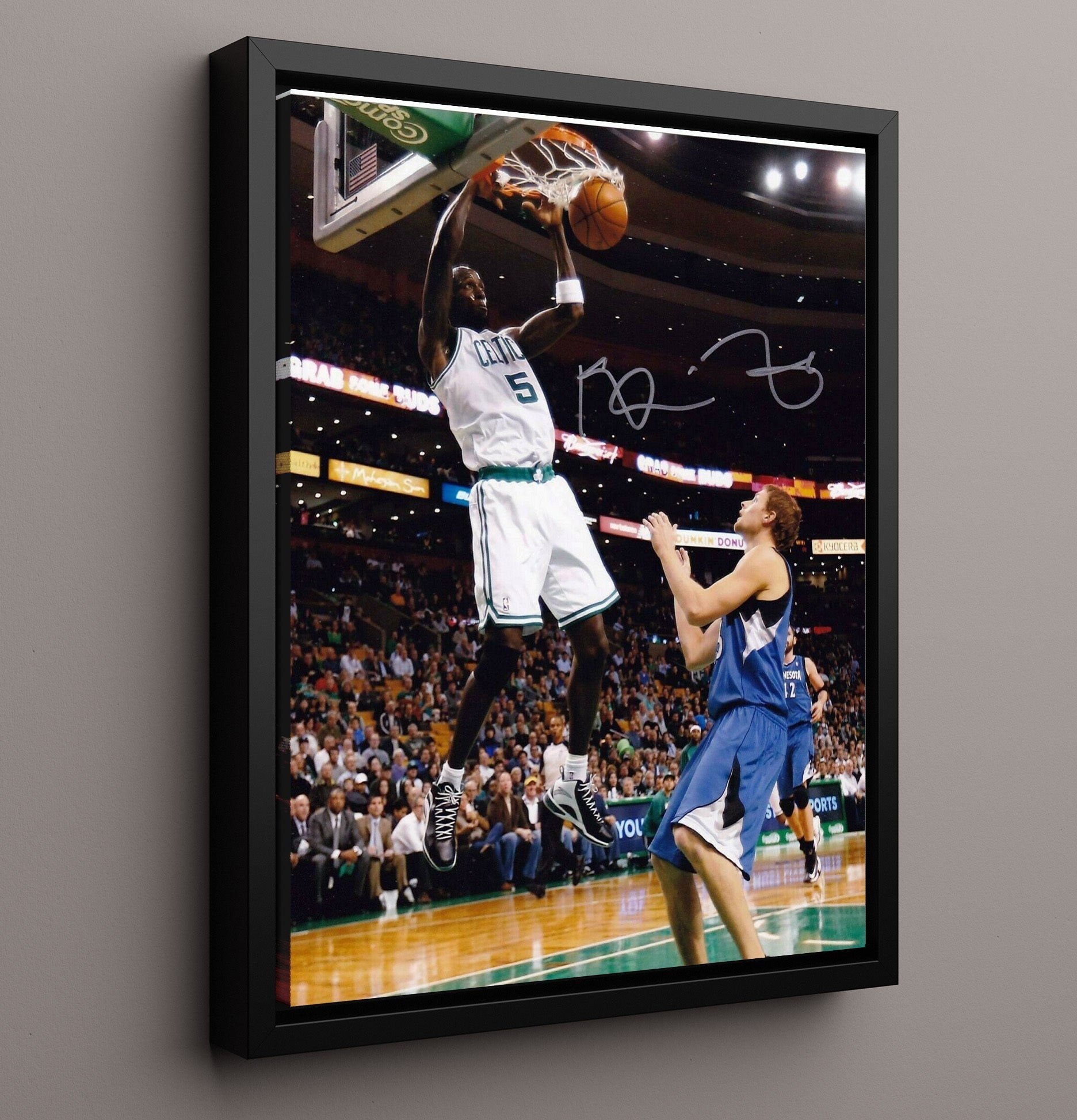 Kevin Garnett Boston Paint Authority Power Finish basketball print - 16x20 Framed Canvas wall art