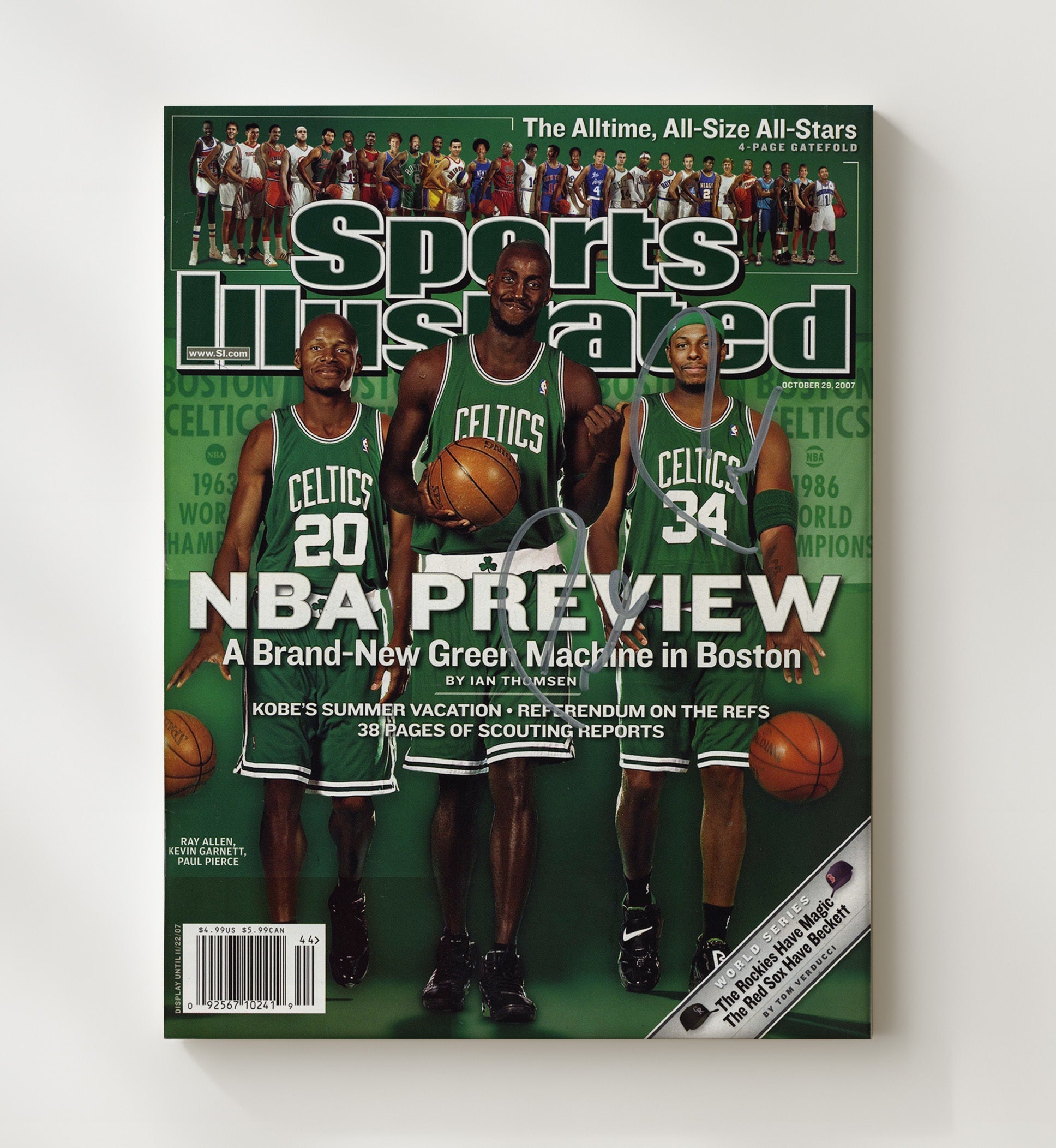 Kevin Garnett Celtics Big Three NBA Preview SI Cover October 2007 Basketball Wall Art 20x24 Canvas basketball wall art print