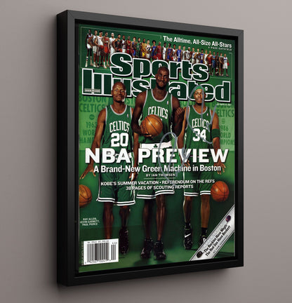 Kevin Garnett Celtics Big Three NBA Preview SI Cover October 2007 Basketball Wall Art 16x20 Framed Canvas basketball wall art print