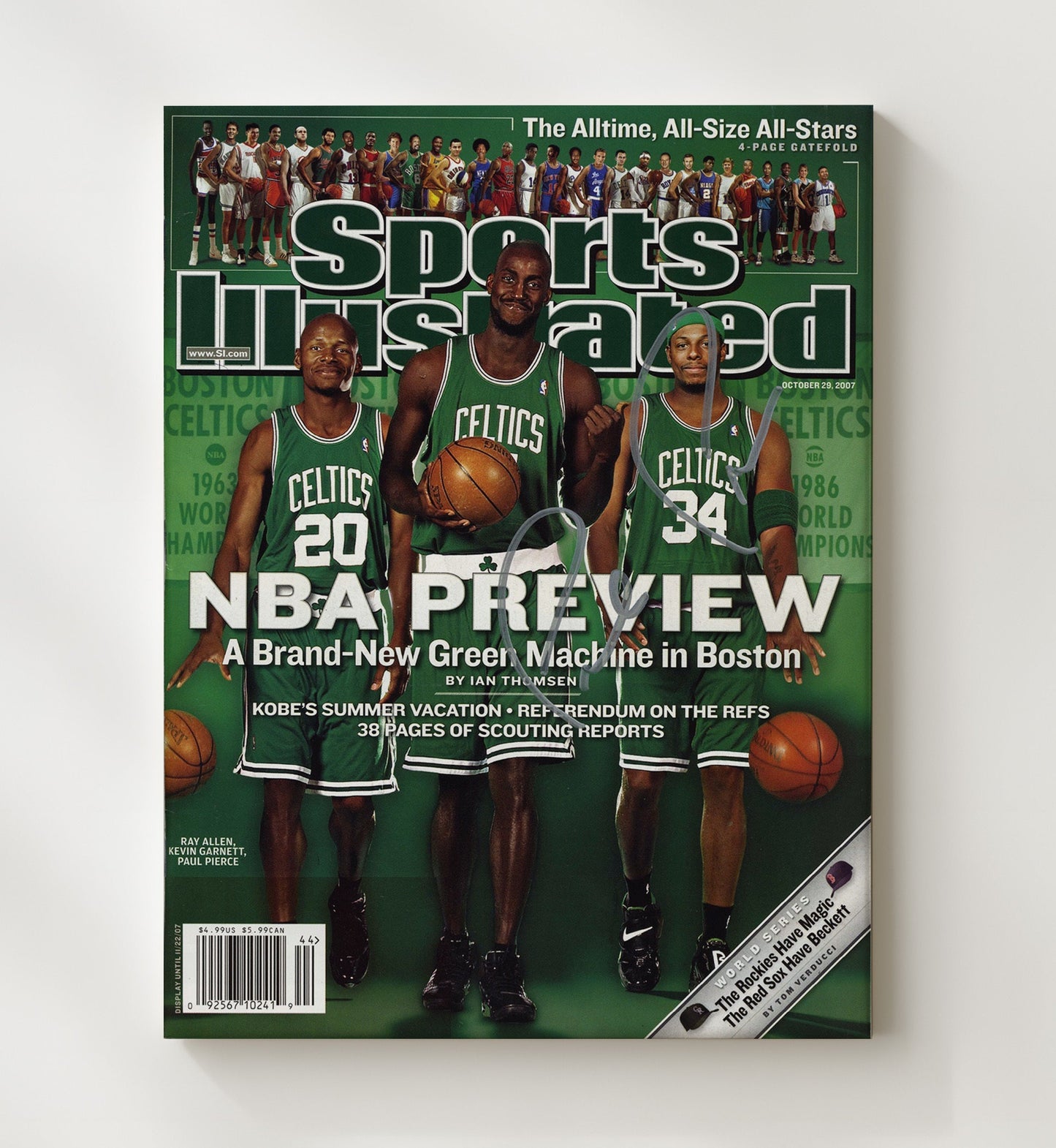 Kevin Garnett Celtics Big Three NBA Preview SI Cover October 2007 basketball print - 20x24 Canvas wall art