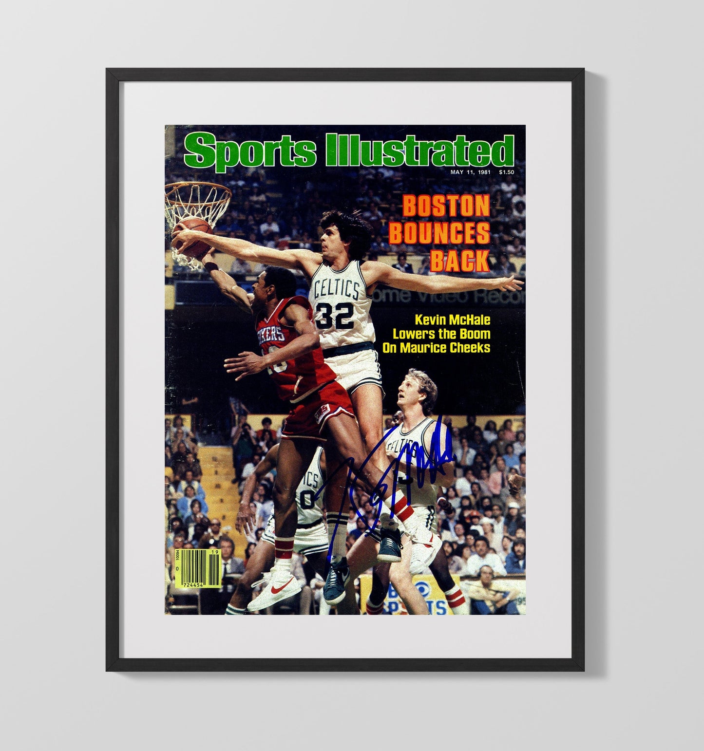 Kevin McHale Boston Bounces Back Power Forward SI Cover May 1981 basketball print - 16x20 Gallery Frame wall art