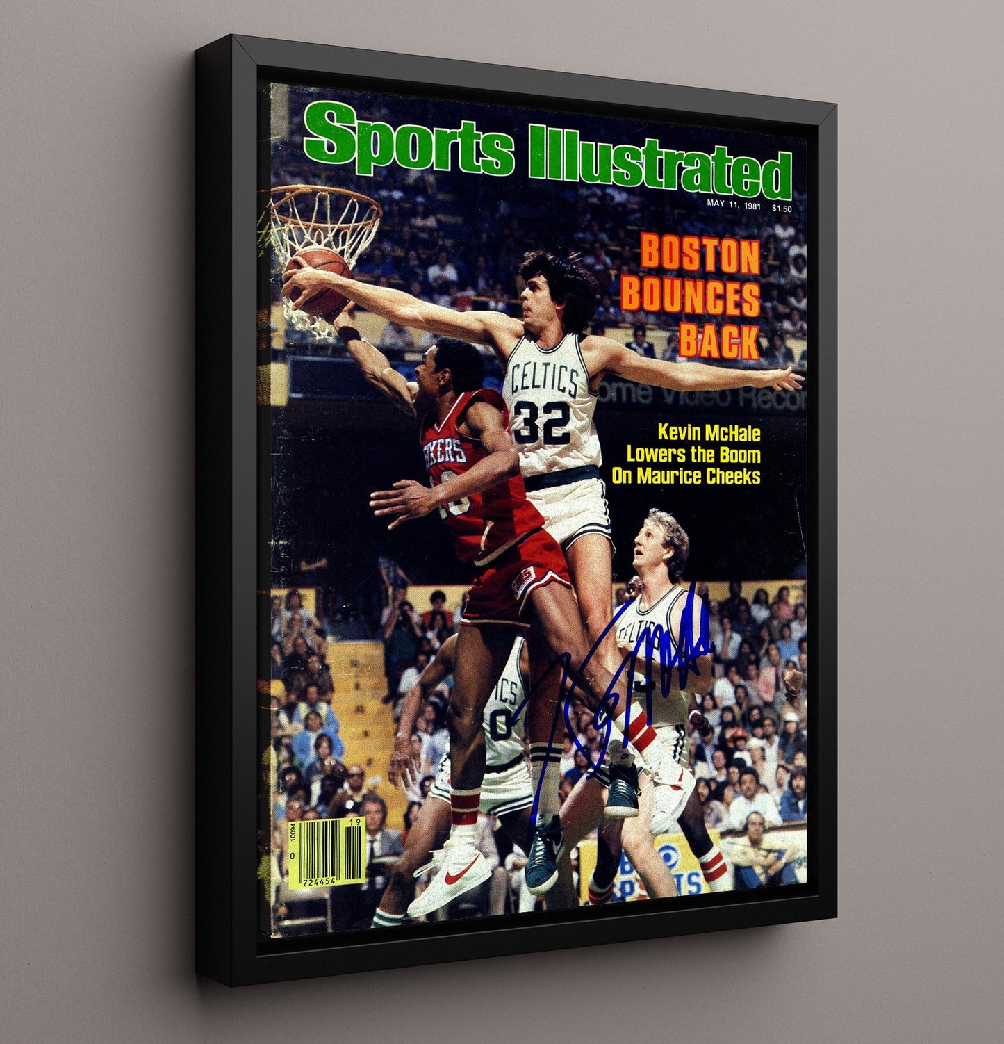 Kevin McHale Boston Bounces Back Power Forward SI Cover May 1981 basketball print - 16x20 Framed Canvas wall art