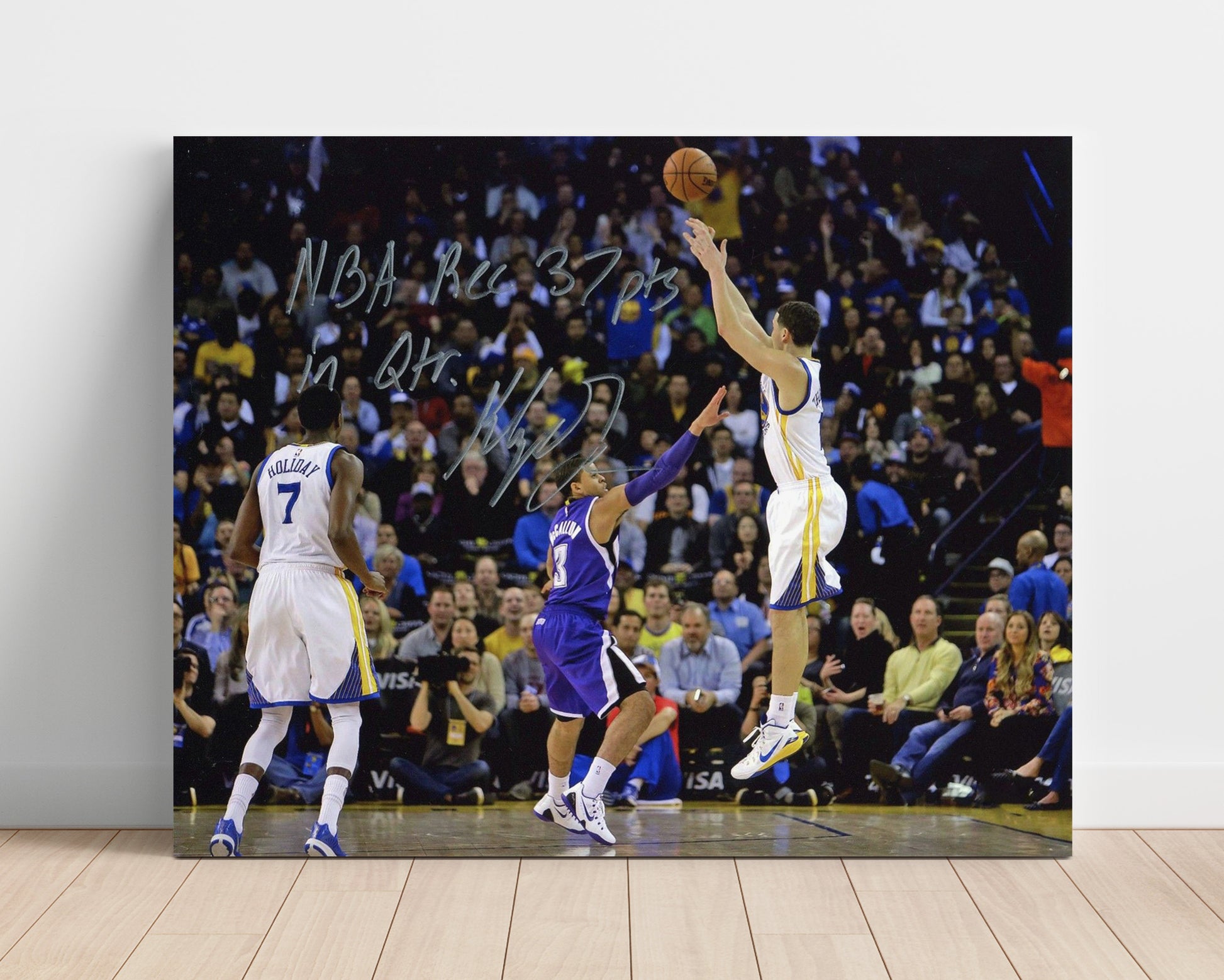 Klay Thompson 37 Points Quarter Shot basketball print - 16x20 Unframed Print wall art
