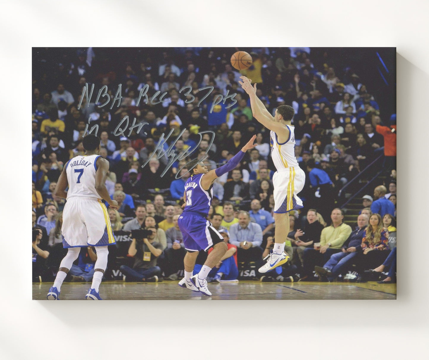 Klay Thompson 37 Points Quarter Shot basketball print - 20x24 Canvas wall art