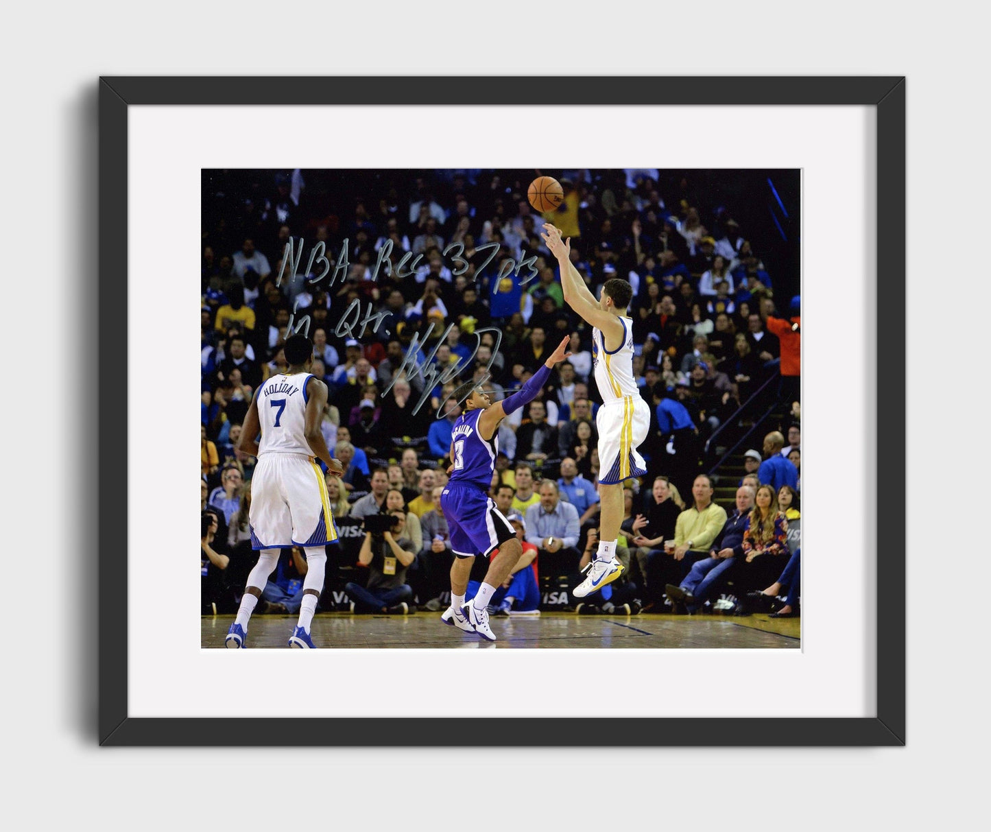 Klay Thompson 37 Points Quarter Shot basketball print - 16x20 Gallery Frame wall art