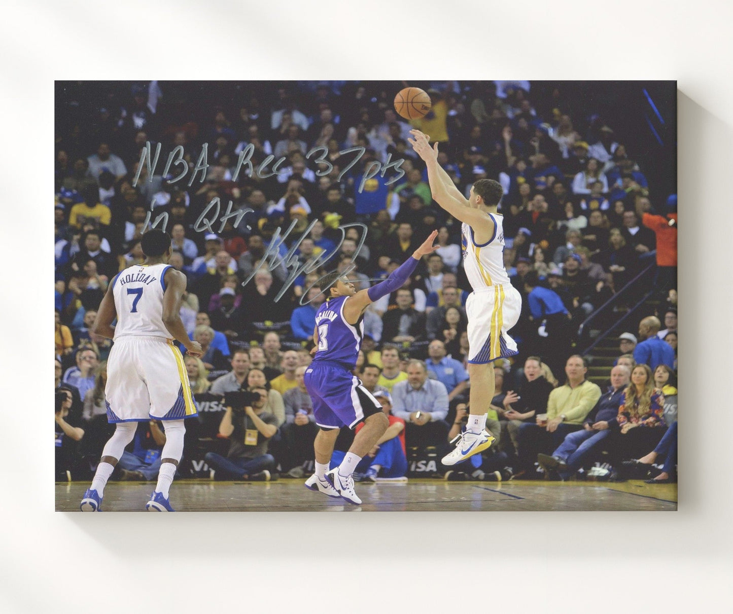 Klay Thompson 37 Points Quarter Shot Basketball Wall Art 20x24 Canvas basketball wall art print