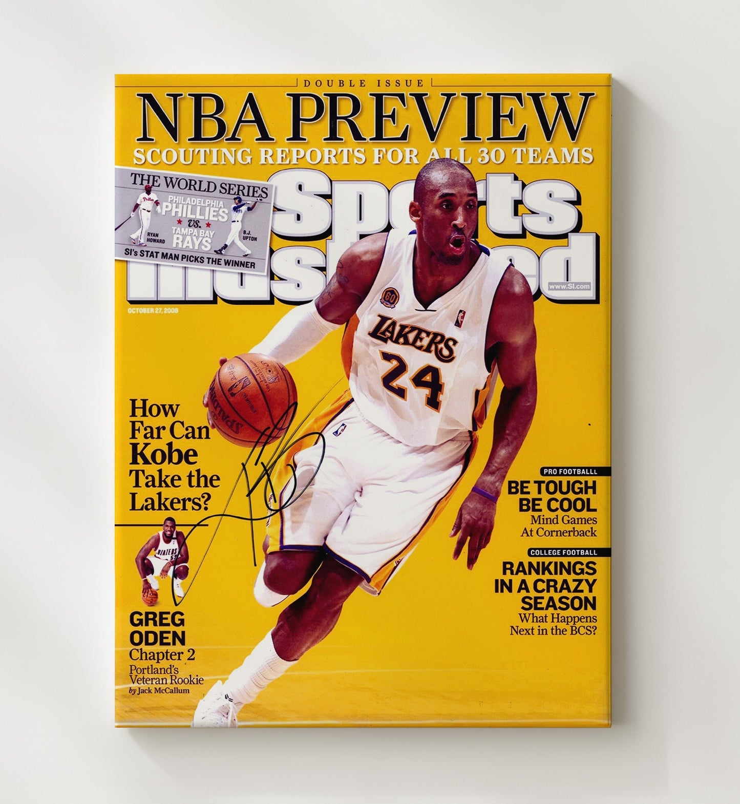 Kobe Bryant 2008 SI Cover NBA Preview Lakers Title Push basketball print - 20x24 Canvas wall art