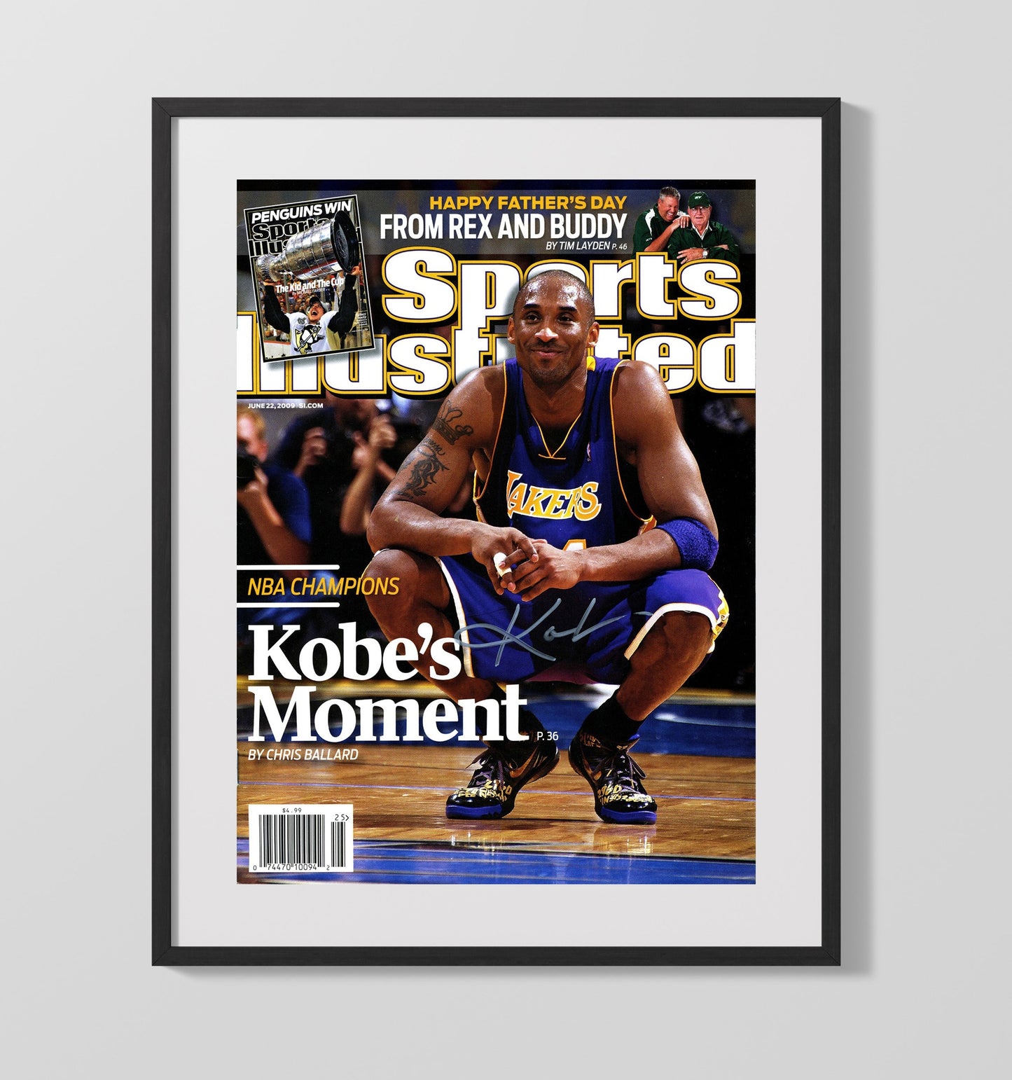 Kobe Bryant Kobes Moment Finals MVP SI Cover June 2009 Basketball Wall Art 16x20 Gallery Frame basketball wall art print