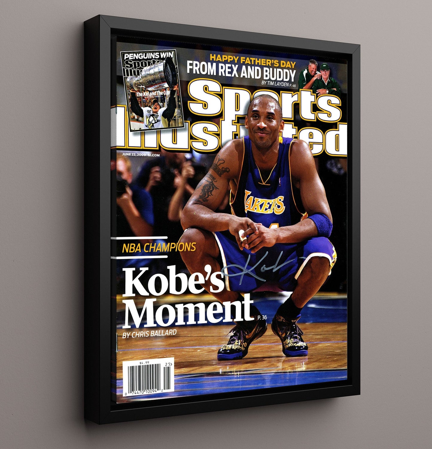 Kobe Bryant Kobes Moment Finals MVP SI Cover June 2009 basketball print - 16x20 Framed Canvas wall art