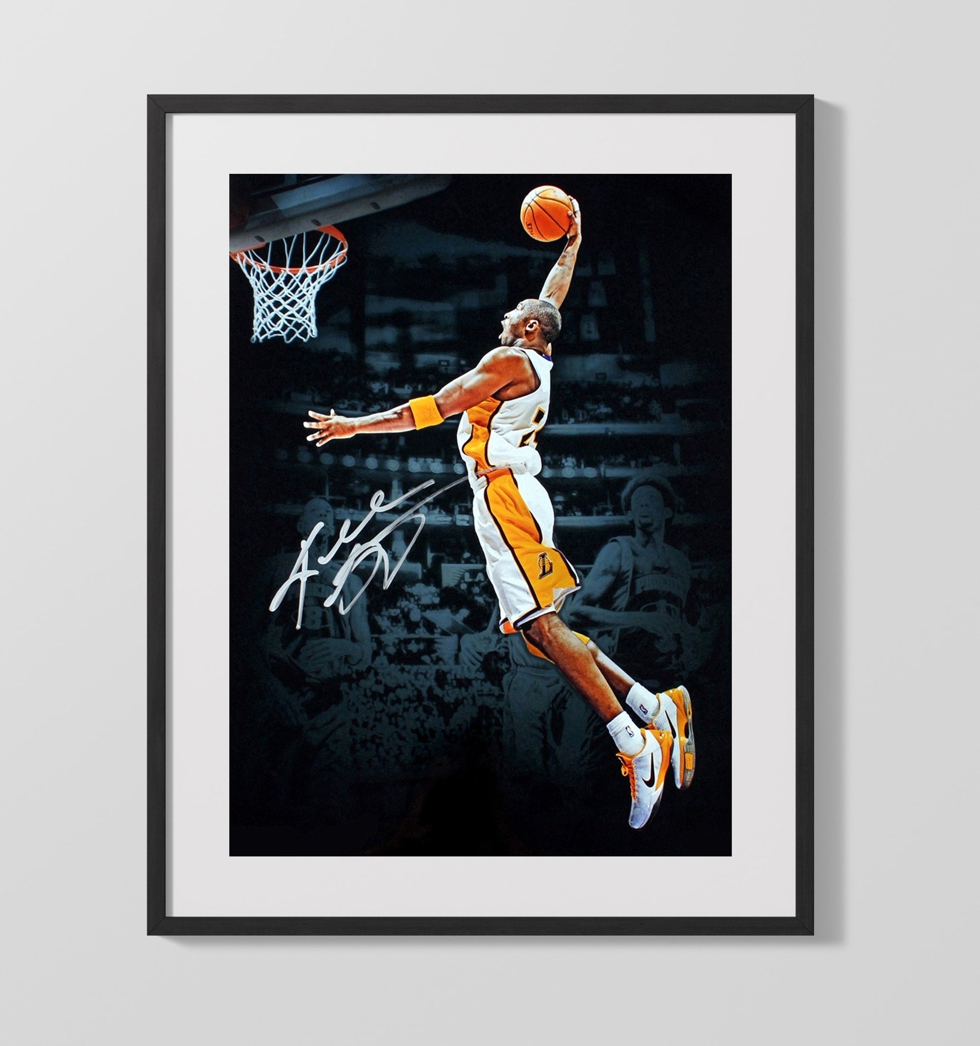 Kobe Bryant Lakers Baseline Mamba Takeoff Basketball Wall Art 16x20 Gallery Frame basketball wall art print