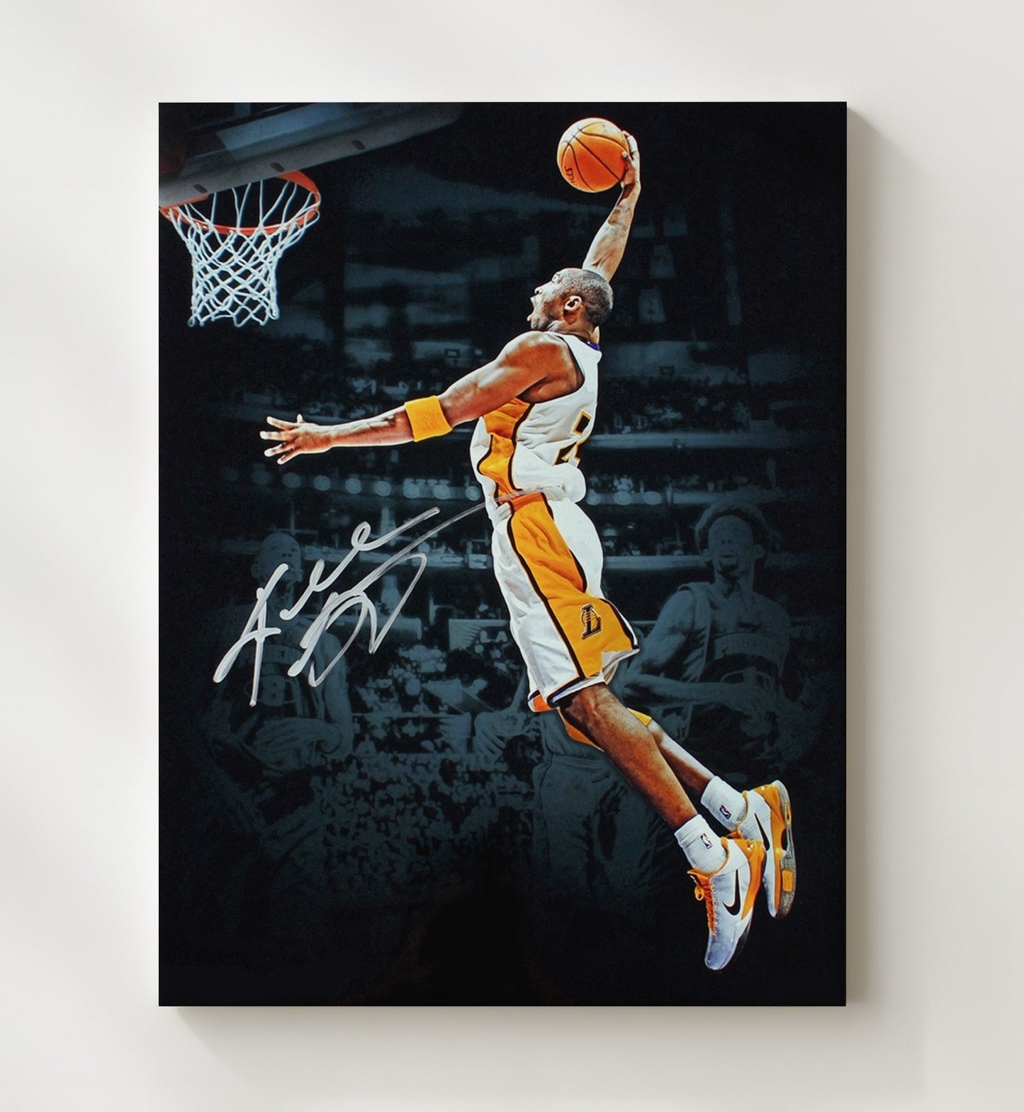Kobe Bryant Lakers Baseline Mamba Takeoff Basketball Wall Art 20x24 Canvas basketball wall art print