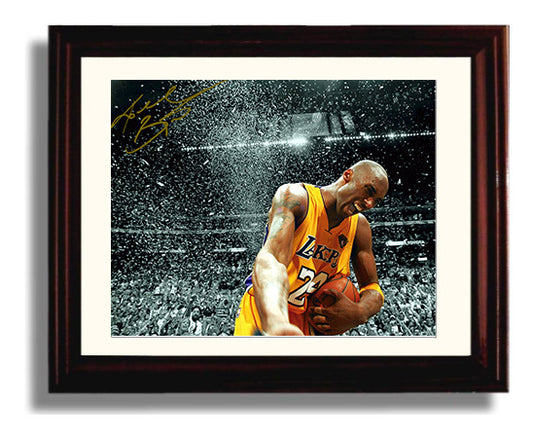 Kobe Bryant Lakers Confetti Championship Moment Basketball Wall Art 8x10 Beveled Frame basketball wall art print