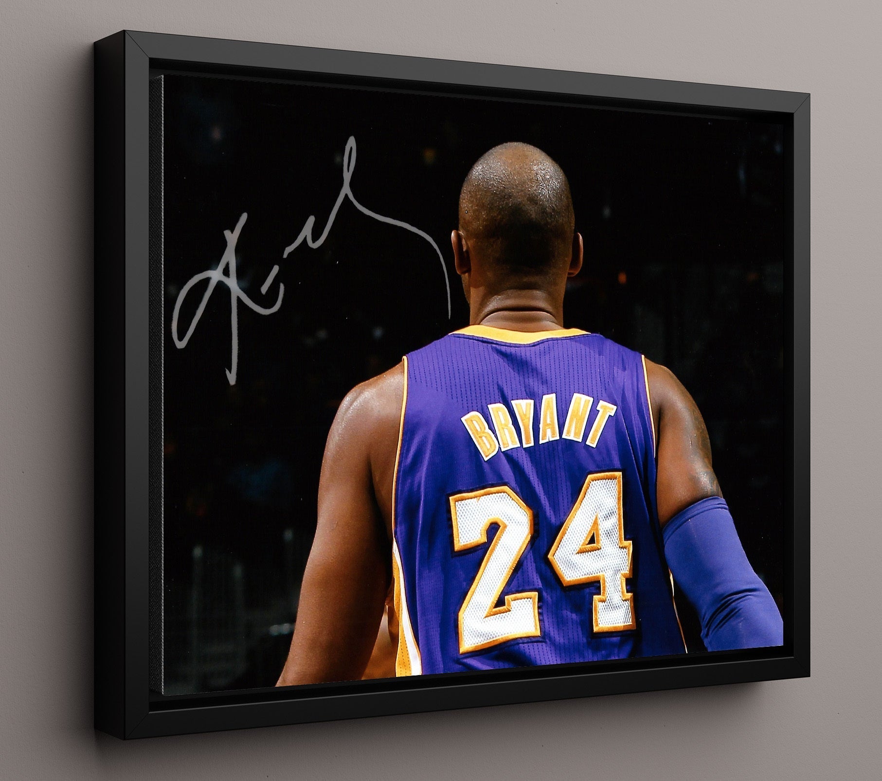 Kobe Bryant Lakers No 24 Legacy Back View basketball print - 16x20 Framed Canvas wall art