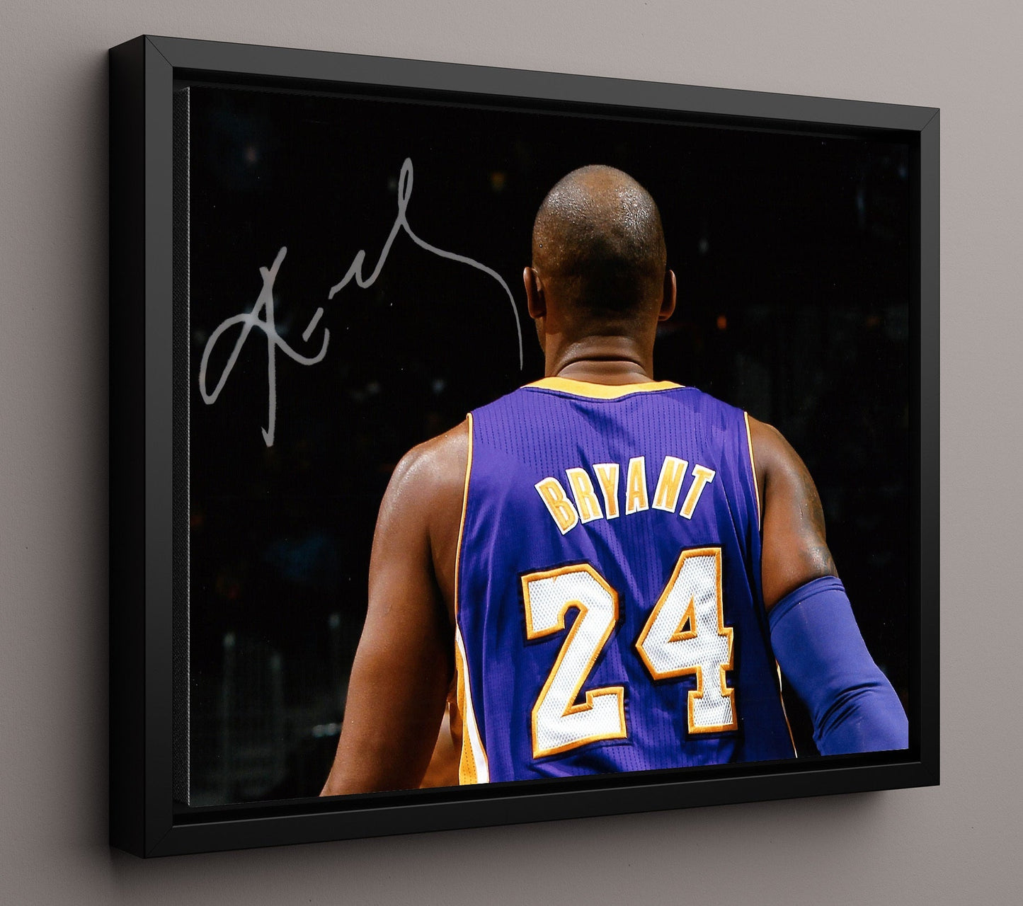 Kobe Bryant Lakers No 24 Legacy Back View Basketball Wall Art 16x20 Framed Canvas basketball wall art print