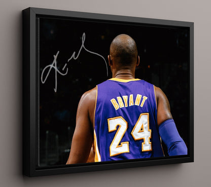 Kobe Bryant Lakers No 24 Legacy Back View Basketball Wall Art 16x20 Framed Canvas basketball wall art print