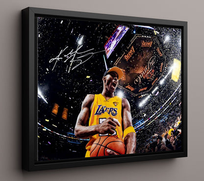 Kobe Bryant Lakers Victory Celebration Basketball Wall Art 16x20 Framed Canvas basketball wall art print