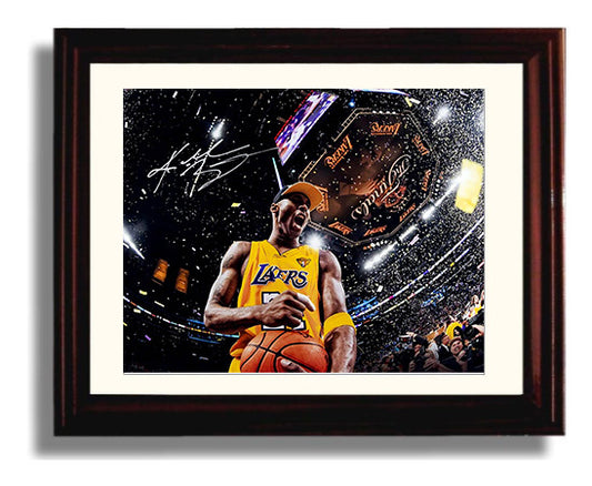 Kobe Bryant Lakers Victory Celebration Basketball Wall Art 8x10 Beveled Frame basketball wall art print