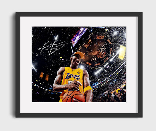 Kobe Bryant Lakers Victory Celebration basketball print - 16x20 Gallery Frame wall art