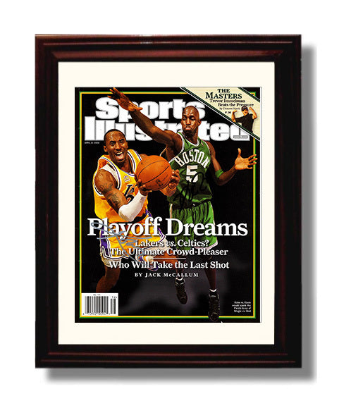 Kobe Bryant vs Boston 2008 SI Cover Playoff Dreams Showdown Basketball Wall Art 8x10 Beveled Frame basketball wall art print