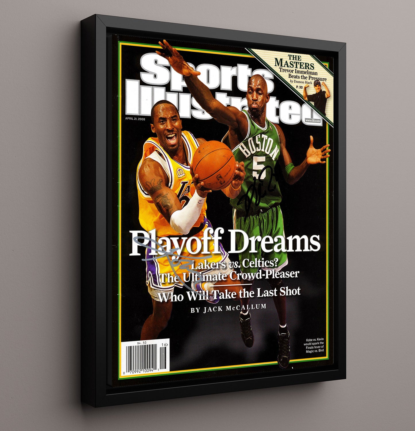 Kobe Bryant vs Boston 2008 SI Cover Playoff Dreams Showdown basketball print - 16x20 Framed Canvas wall art