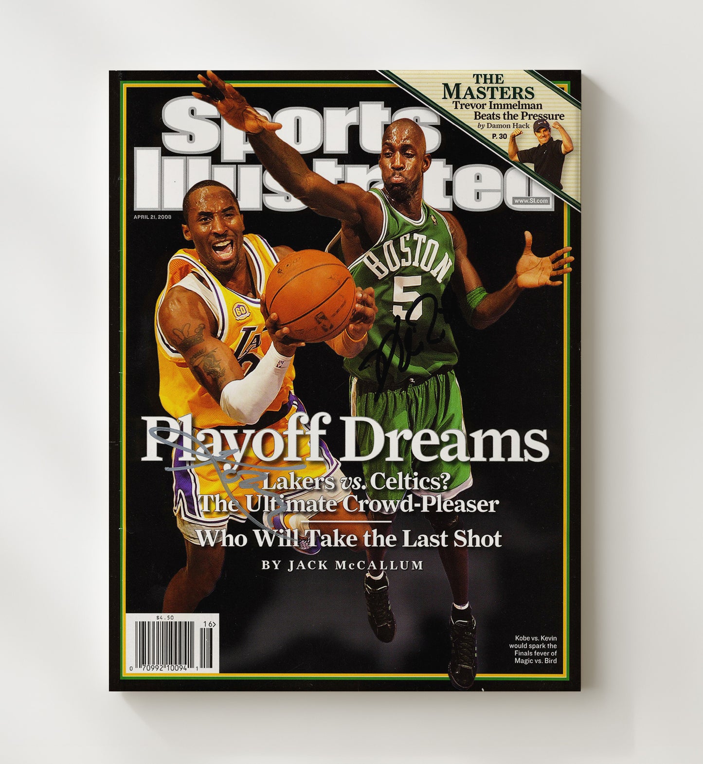Kobe Bryant vs Boston 2008 SI Cover Playoff Dreams Showdown basketball print - 20x24 Canvas wall art