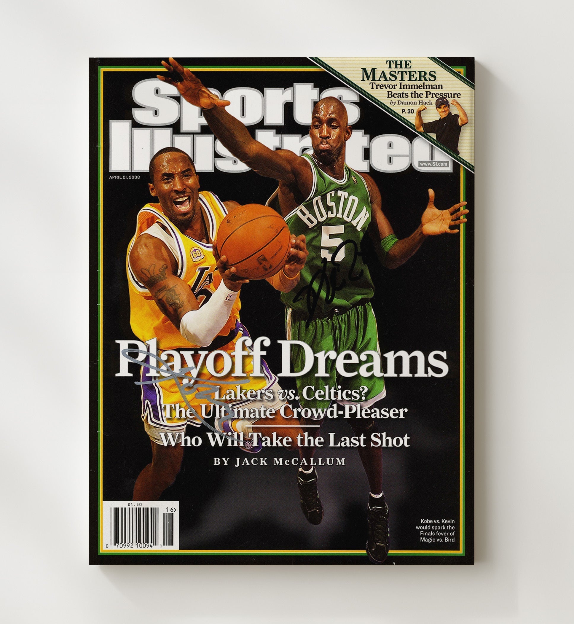 Kobe Bryant vs Boston 2008 SI Cover Playoff Dreams Showdown basketball print - 20x24 Canvas wall art
