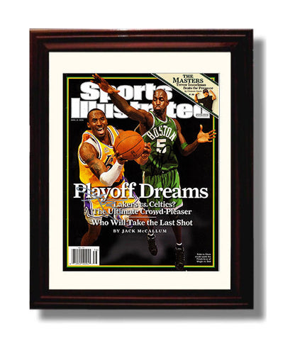 Kobe Bryant vs Boston 2008 SI Cover Playoff Dreams Showdown Basketball Wall Art 8x10 Beveled Frame basketball wall art print