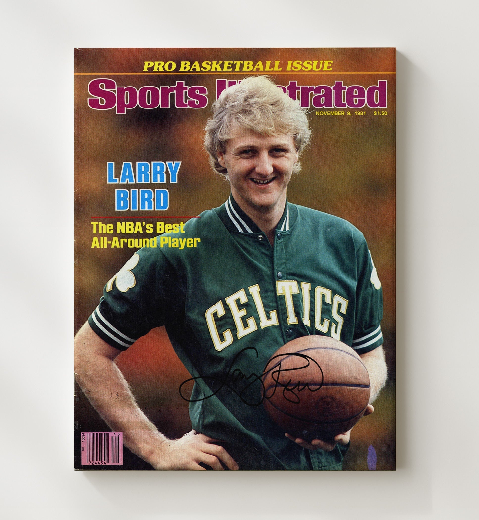 Larry Bird 1981 SI Cover Boston Basketball All Around Force Basketball Wall Art 20x24 Canvas basketball wall art print