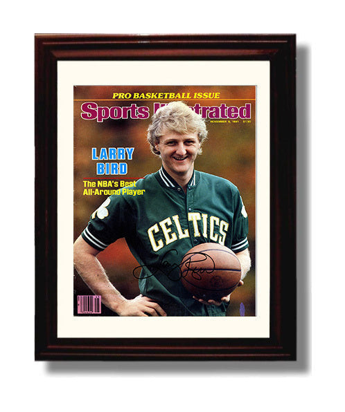 Larry Bird 1981 SI Cover Boston Basketball All Around Force Basketball Wall Art 8x10 Beveled Frame basketball wall art print