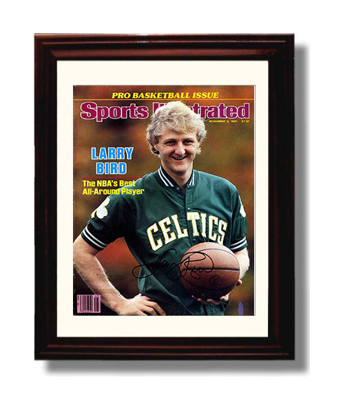Larry Bird 1981 SI Cover Boston All Around Force Basketball Wall Art 8x10 Beveled Frame basketball wall art print