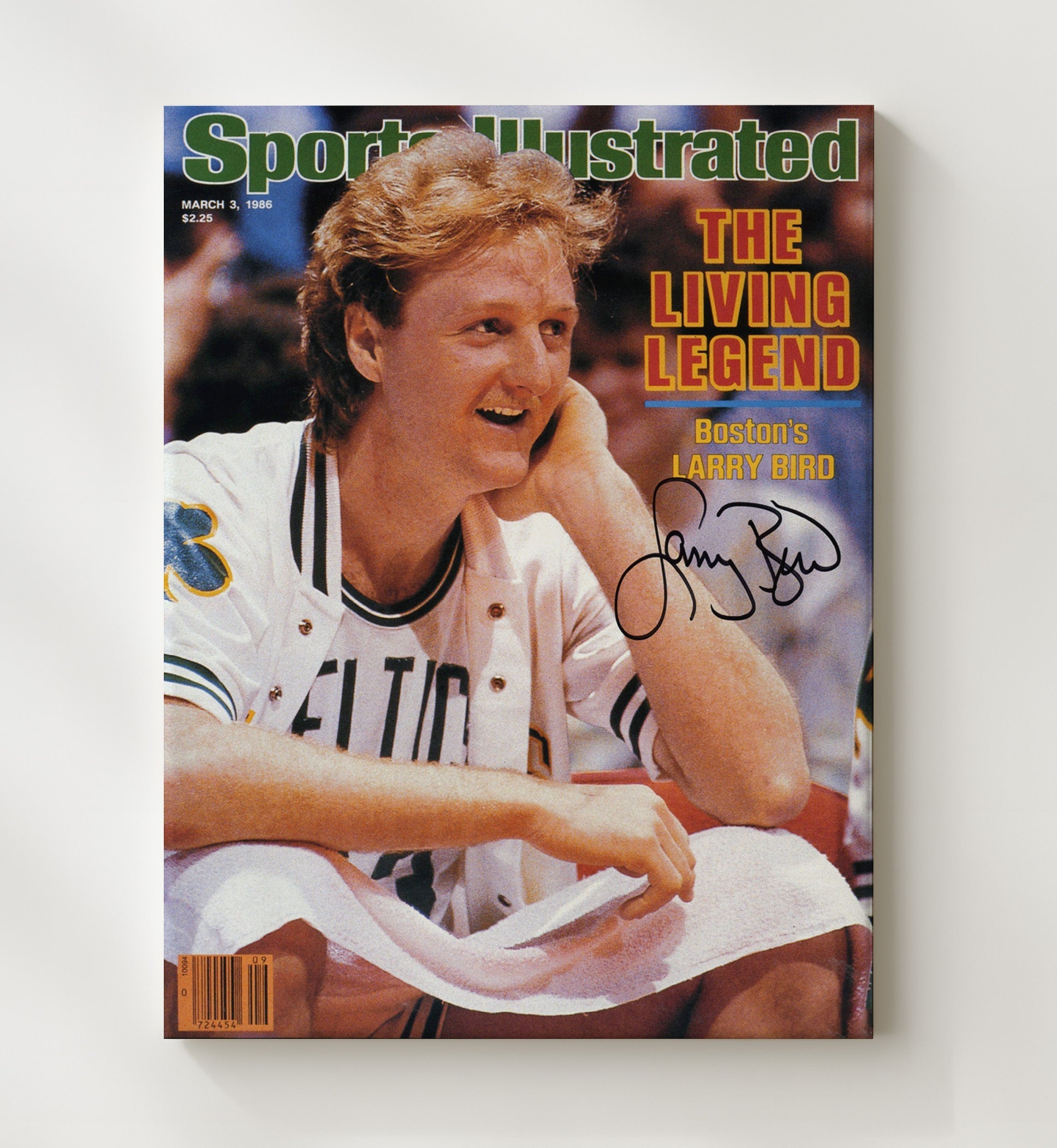 Larry Bird 1986 SI Cover Boston Basketball Living Legend Basketball Wall Art 20x24 Canvas basketball wall art print