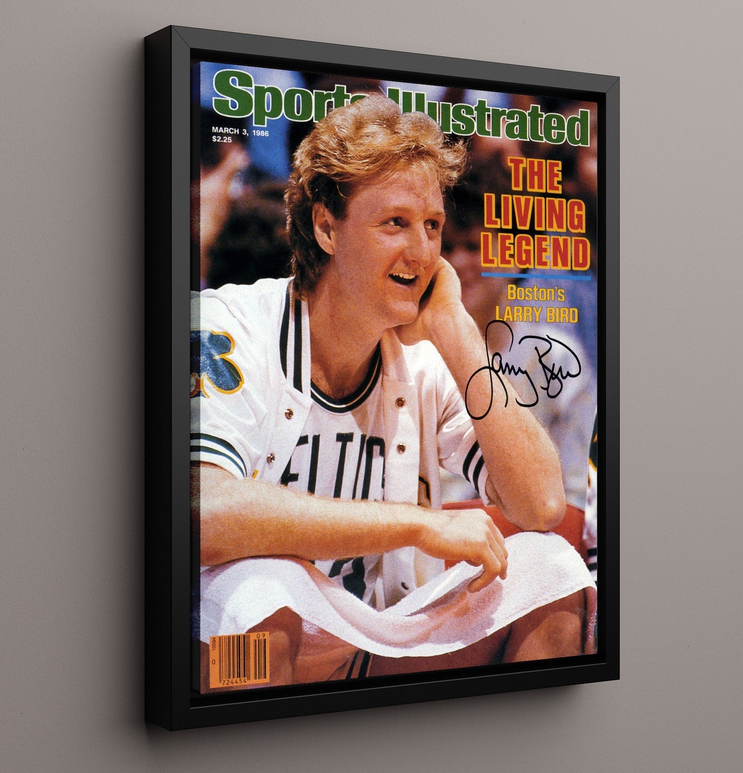 Larry Bird 1986 SI Cover Boston Living Legend Basketball Wall Art 16x20 Framed Canvas basketball wall art print