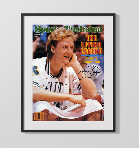 Larry Bird 1986 SI Cover Boston Basketball Living Legend basketball print - 16x20 Gallery Frame wall art