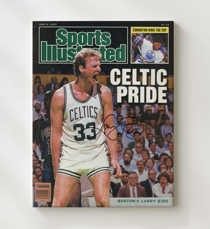Larry Bird 1987 SI Cover Boston Basketball Celtic Pride Roar Basketball Wall Art 20x24 Canvas basketball wall art print