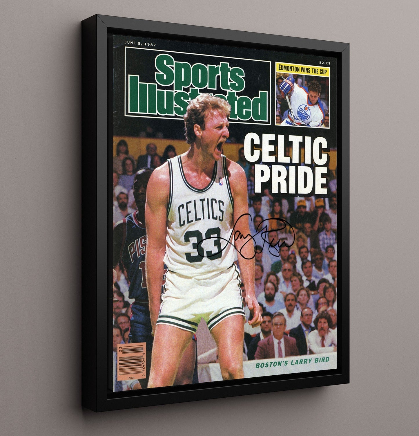 Larry Bird 1987 SI Cover Boston Basketball Celtic Pride Roar Basketball Wall Art 16x20 Framed Canvas basketball wall art print