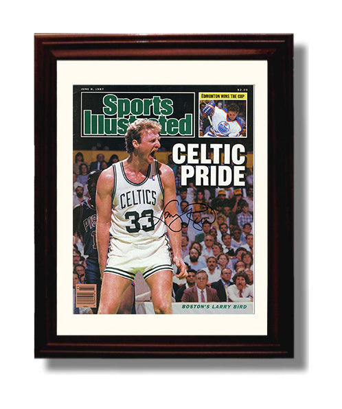 Larry Bird 1987 SI Cover Boston Celtic Pride Roar Basketball Wall Art 8x10 Beveled Frame basketball wall art print