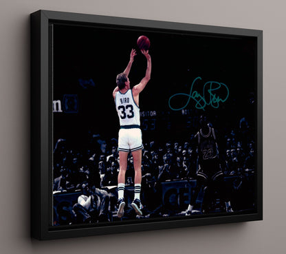 Larry Bird Celtics Clutch Jumper Basketball Wall Art 16x20 Framed Canvas basketball wall art print