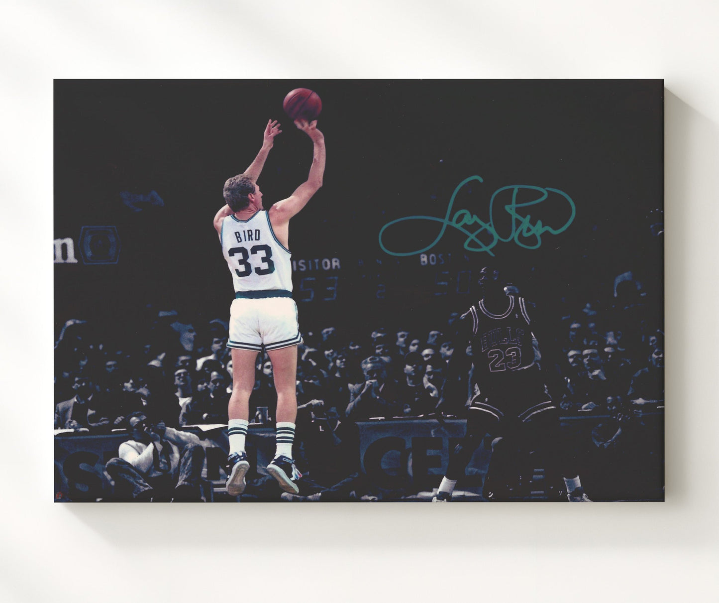 Larry Bird Celtics Clutch Jumper Basketball Wall Art 20x24 Canvas basketball wall art print