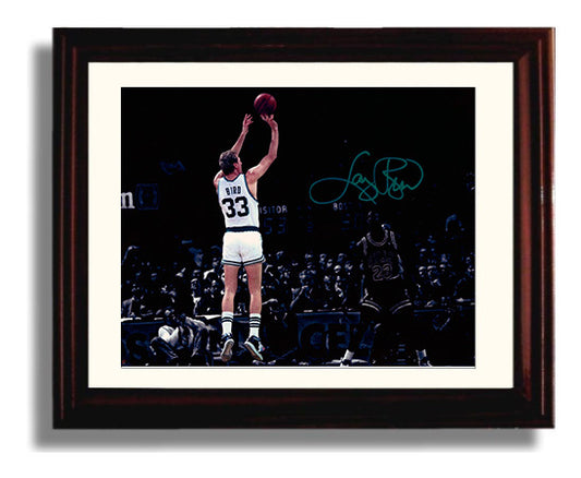 Larry Bird Celtics Clutch Jumper Basketball Wall Art 8x10 Beveled Frame basketball wall art print