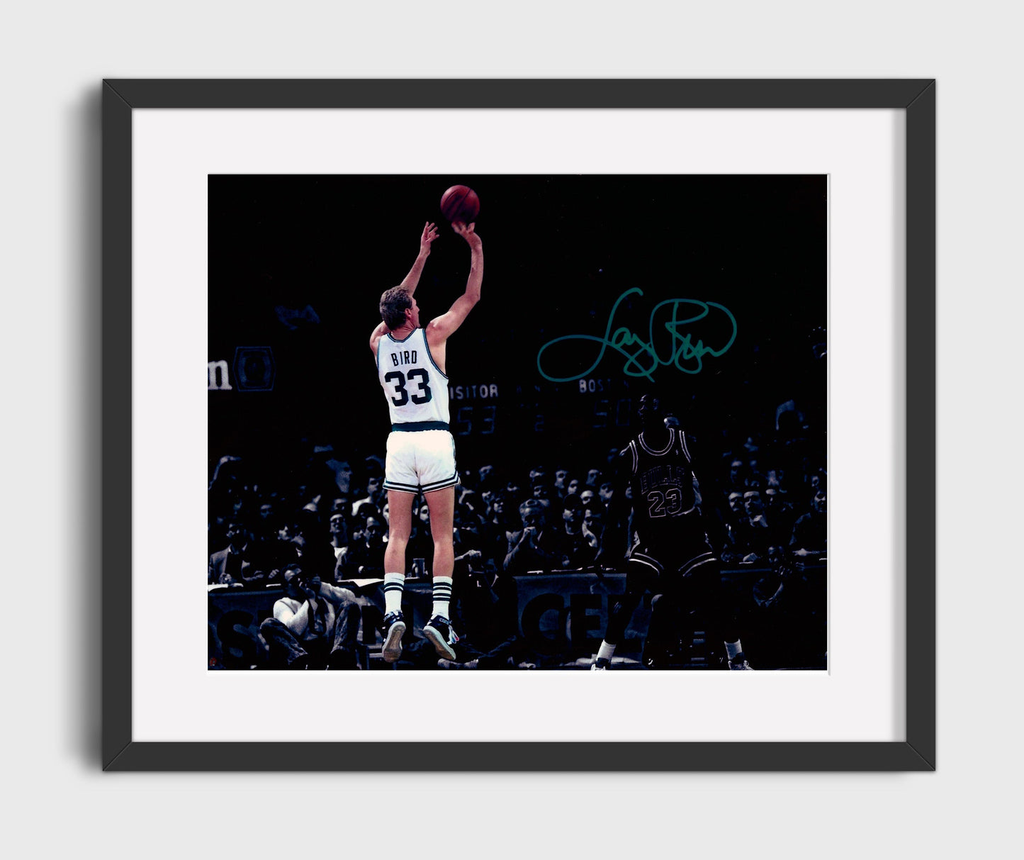 Larry Bird Celtics Clutch Jumper basketball print - 16x20 Gallery Frame wall art