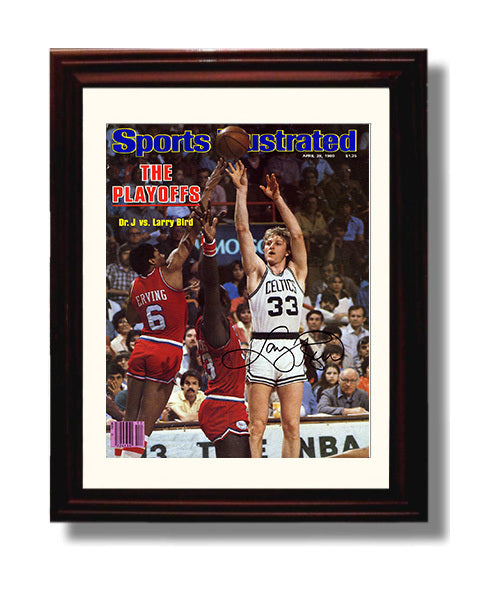 Larry Bird Playoff Duel vs Julius Erving SI Cover April 1980 Basketball Wall Art 8x10 Beveled Frame basketball wall art print