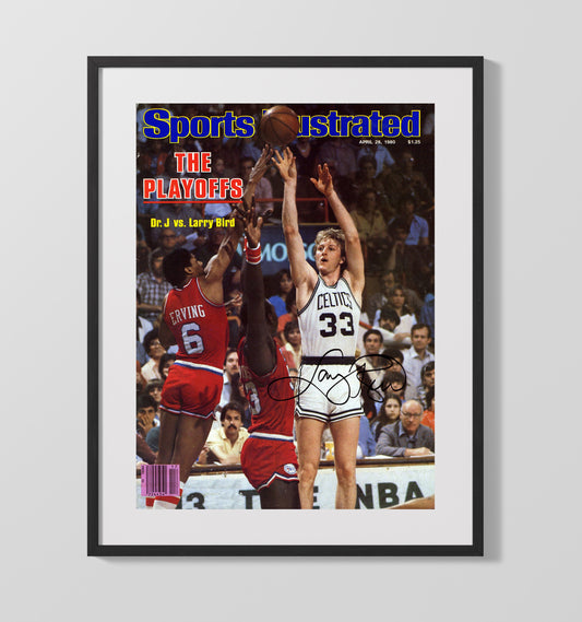 Larry Bird Playoff Duel vs Julius Erving SI Cover April 1980 basketball print - 16x20 Gallery Frame wall art