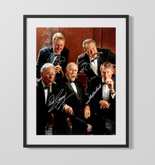 Larry Bird Cousy Havlicek Heinsohn Boston Basketball Hall of Fame Gathering basketball print - 16x20 Gallery Frame wall art