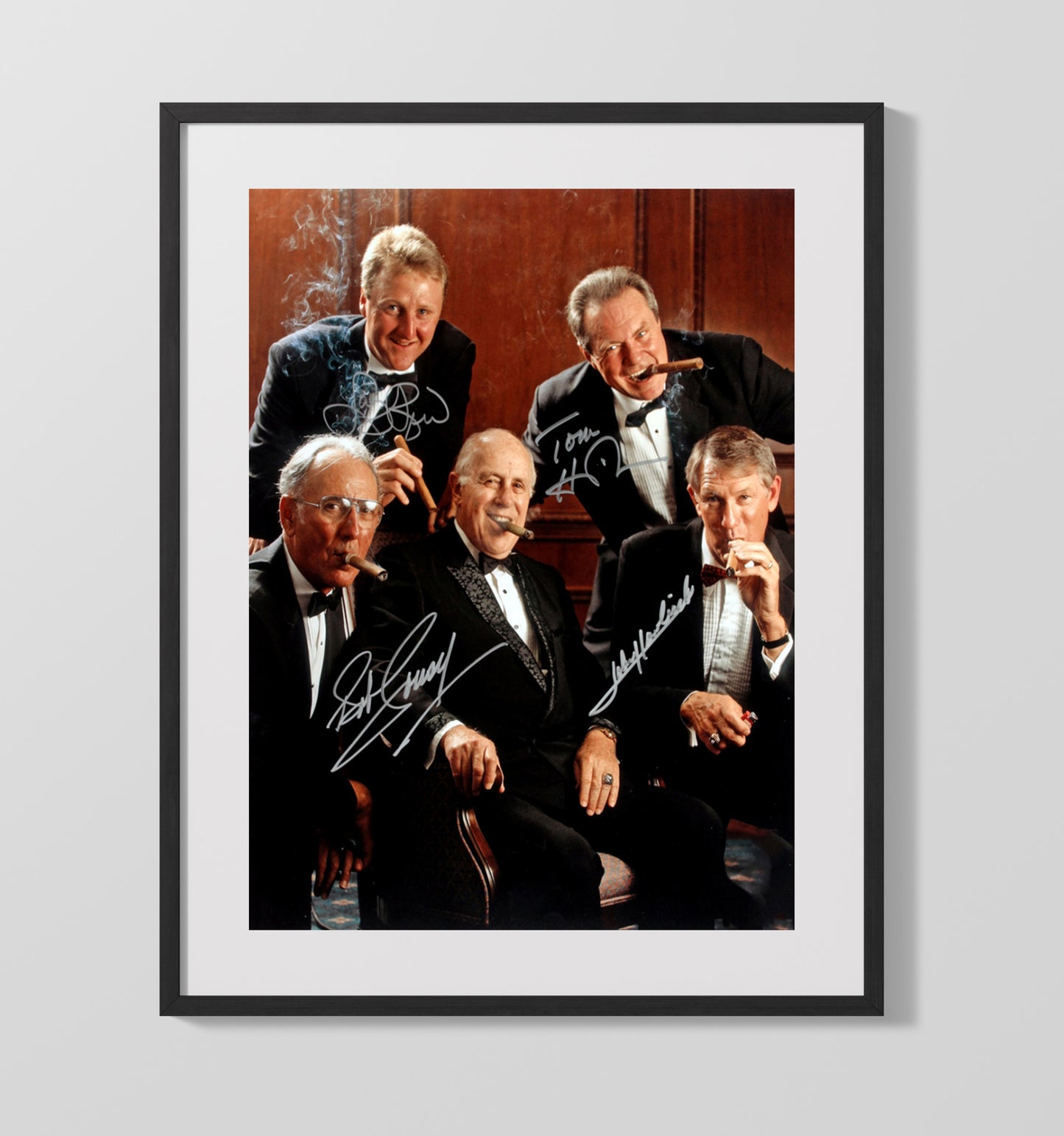 Larry Bird Cousy Havlicek Heinsohn Boston Basketball Hall of Fame Gathering Basketball Wall Art 16x20 Gallery Frame basketball wall art print