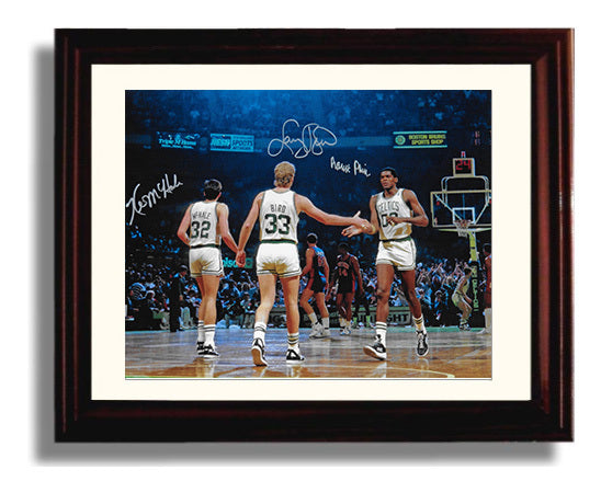 Larry Bird Kevin McHale Robert Parish Celtics Big Three Court Trio Basketball Wall Art 8x10 Beveled Frame basketball wall art print