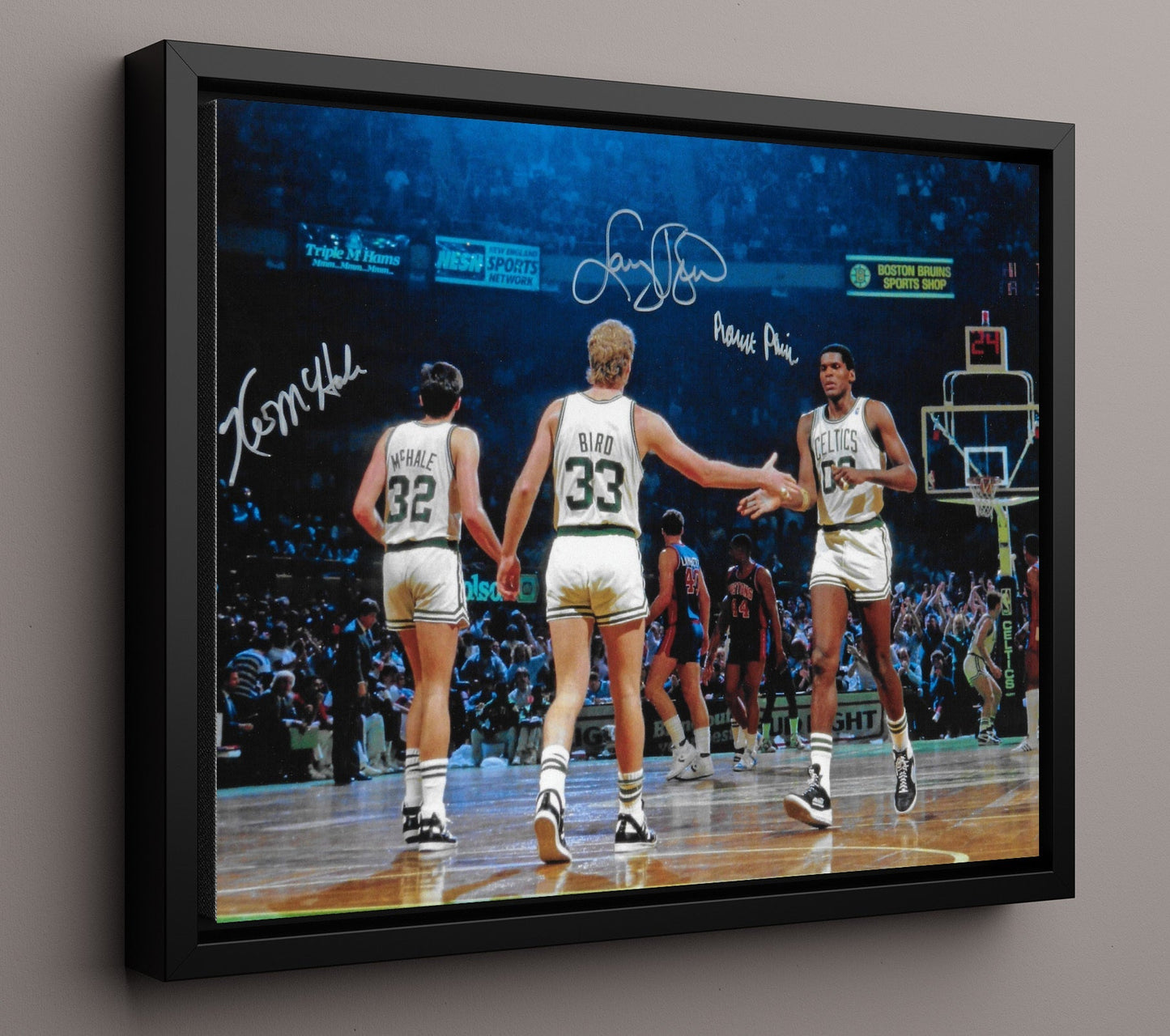 Larry Bird Kevin McHale Robert Parish Celtics Big Three Court Trio Basketball Wall Art 16x20 Framed Canvas basketball wall art print